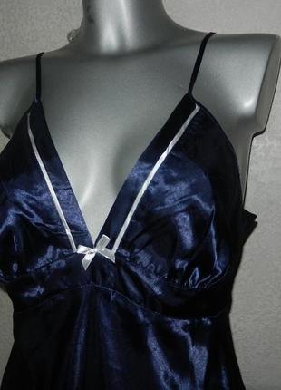 S/10/38*dissimio*германия!синий атласный пеньюар в морском стиле,на пышную грудь
