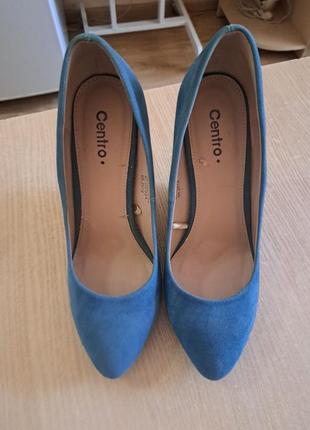 Женские бирюзовые голубые туфли босоножки на платформе1 фото