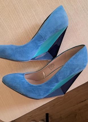 Женские бирюзовые голубые туфли босоножки на платформе2 фото