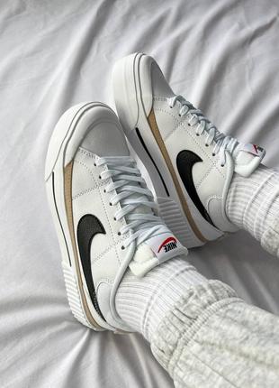 Nike court legacy lift white black кроссовки женские кожаные