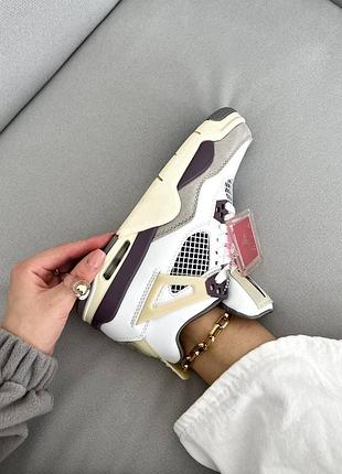 Женские кроссовки jordan retro 4 white beige brown