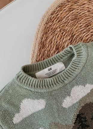 Вязаный осенний свитер свитер свитерик с рисунком белочкой h&amp;m 1,5-2р 18-24мис 86-92см4 фото