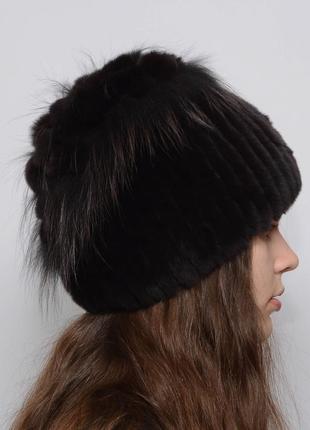 Женская зимняя меховая шапка из кролика петли2 фото