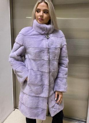 Роскошная норочная шуба лаванда