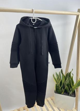 Ромпер на флисе комбинезон теплый осень зима с капюшоном