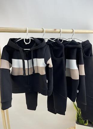 Теплий на флісі костюм для хлопчика чорний з капюшоном