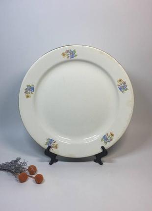 Велика страва тарілка біла з квіточками, на обідку золотий кант ø-30 см. буди вінтаж н1435