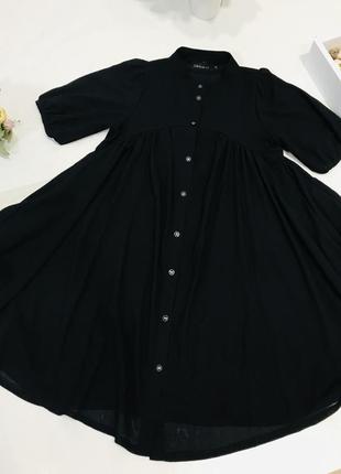 Лёгкое чёрное платье, платье оверсайз, платье свободного кроя1 фото