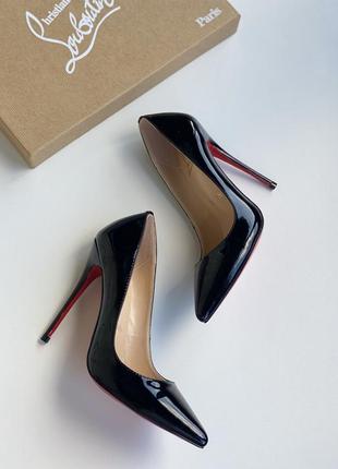 Женские черные кожаные туфли лодочки в стиле лабутены christian louboutin so kate  лабутен 12 см7 фото