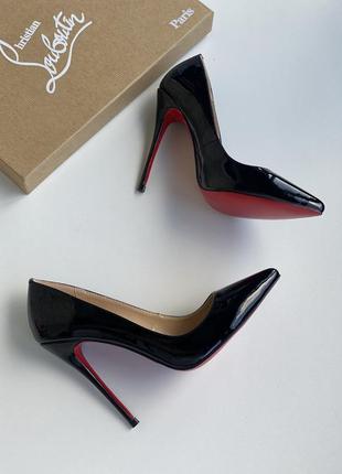 Женские черные кожаные туфли лодочки в стиле лабутены christian louboutin so kate  лабутен 12 см2 фото