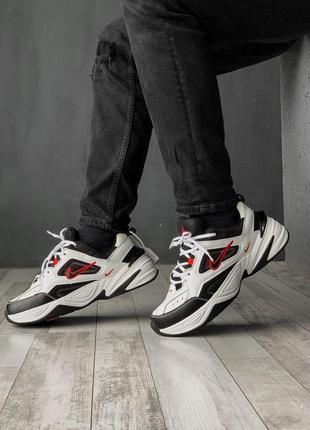 Жіночі кросівки nike m2k tekno black white «red logo» знижка sale / smb