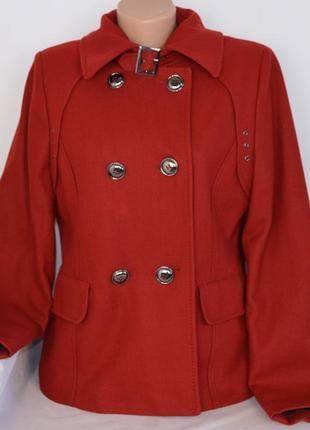 Брендовое темно-красное шерстяное демисезонное пальто полупальто lakeland этикетка2 фото