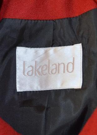 Брендовое темно-красное шерстяное демисезонное пальто полупальто lakeland этикетка4 фото