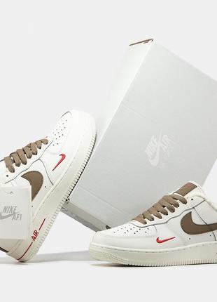 Зимові чоловічі кросівки nike air force 1 low cream brown fur хутро