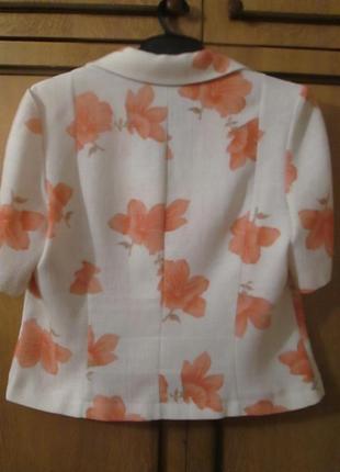 Изумительный льняной пиджак/жакет в цветочный принт4 фото
