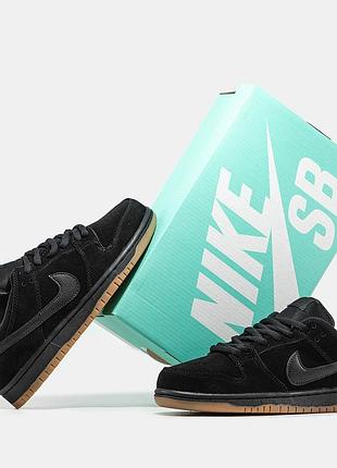 Зимние мужские кроссовки nike sb dunk low black fur мех