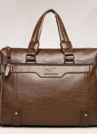 Мужской портфель для документов а4 деловой. мужская сумка для документов формат а4 офисная светло-коричневый2 фото
