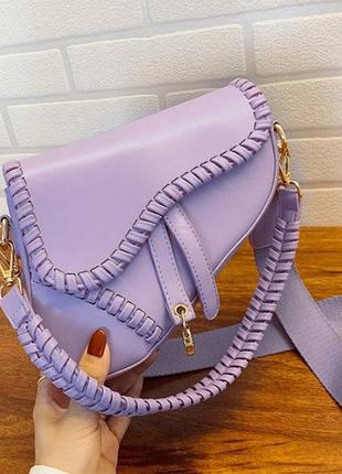 Женская мини сумочка клатч на плечо, яркая маленькая сумка бананка эко кожа фиолетовый