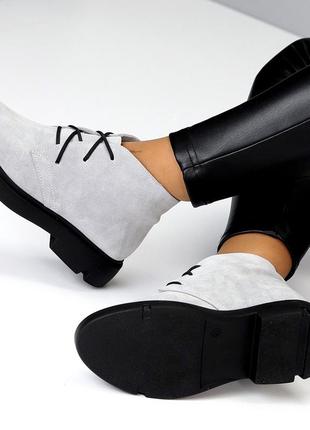 Короткі черевики жіночі з натуральних матеріалів на шнурівці від українського виробника ❄️❄️❄️7 фото