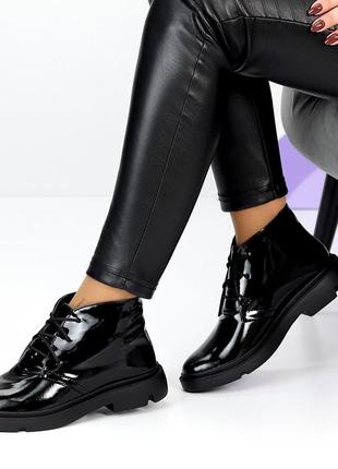 Короткі черевики жіночі з натуральних матеріалів на шнурівці від українського виробника ❄️❄️❄️9 фото