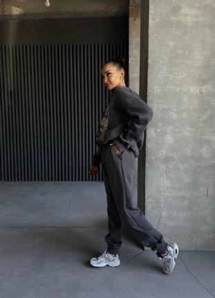 Женский стильный молодежный трендовый спортивный костюм на флисе микки маус топ продажа оверсайз oversized худи7 фото