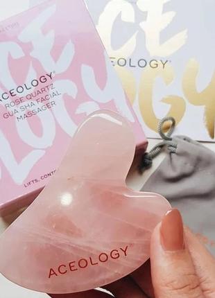 Масажер для обличчя aceology rose quartz gua sha facial massager