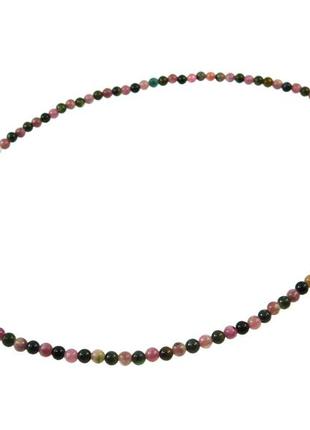 Ожерелье турмалин цветной 4 мм слой гладкий + серебро, ожерелье из натурального камня, красивые украшения