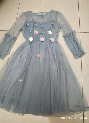 Сукня сіточка. сіре ніжне