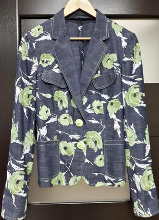 Интересный приталенный пиджак жакет с цветочным принтом hand made ручная работа2 фото
