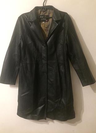 Genuine real leather кожаное пальто плащ