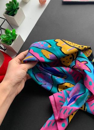 🧣превосходный разноцветный платок/платок с абстрактным рисунком/голубо-розовый платок🧣2 фото