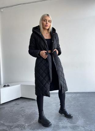 Пальто жіноче стібане силікон 150 : 42-44, 46-48, 50-52 чорний беж4 фото