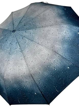 Женский зонт полуавтомат с принтом капель от bellissimo, антиветер, синий м0627-6