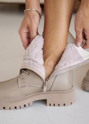 Жіночі черевики шкіряні зимові бежеві vikont 31, розмір: 36, 399 фото
