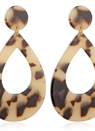 Сережки гвоздики з леопардовим принтом sandy hoop2 фото