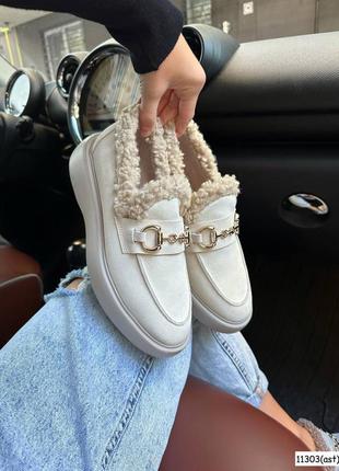 🔥лоферы деми тедди песок замш.