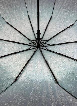 Женский зонт полуавтомат с принтом капель от bellissimo, антиветер, бирюзовый м0627-47 фото