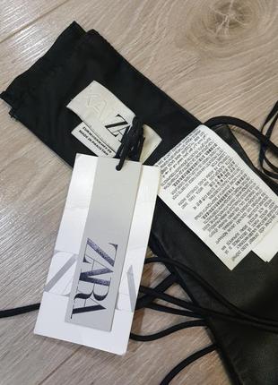 Шикарний натуральний шкіряний топ zara бандо з зав'язками переплетеннями натуральна шкіра6 фото