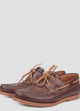 Топ-сайдери чоловічі коричневі натуральна шкіра україна cliford — розмір 40 (25,2 см) (модель: