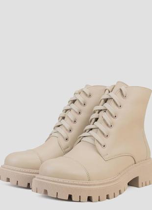 Ботинки высокие женские зимние бежевые натуральная кожа украина  vm villomi - размер 36 (23 см)  (модель: