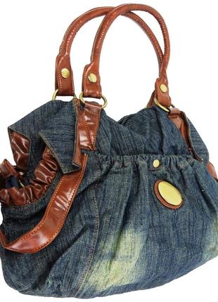 Вместительная женская джинсовая коттоновая сумка fashion jeans bag ammunation