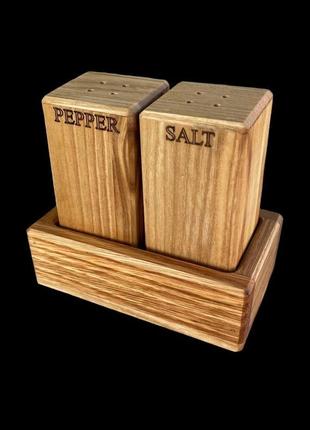 Настільний набір для спецій сіль перець зубочистка деревяні сервірувальні спеційниці lasco6 фото