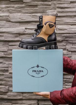 Черевики prada monolith black/nude6 фото