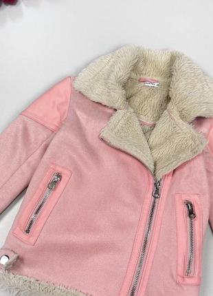 Стильная модная розовая дубленка авиатор курточка деми для девочки 6/7р crafted2 фото