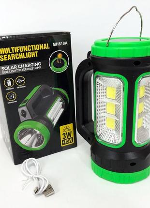 Кемпинговый фонарь xbl 818c-3w+cob, фонарик аккумуляторный кемпинговый, фонарь-светильник. цвет: зеленый