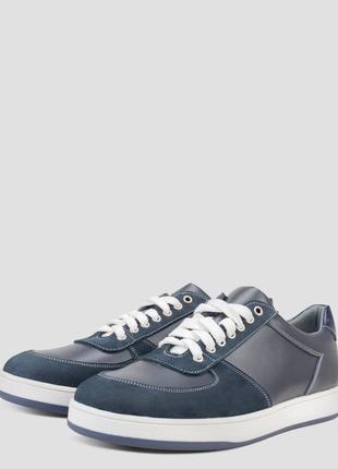 Низькі кеди чоловічі сині натуральна шкіра україна vm villomi — розмір 43 (29 см) (модель: vmvsp-21kzblue)