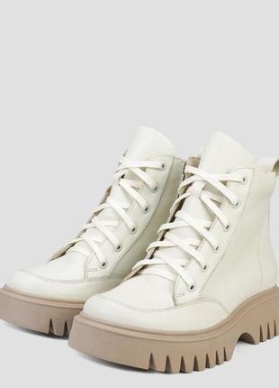 Високі черевики жіночі демісезонні бежеві натуральна шкіра україна vm villomi — розмір 36 (23 см)