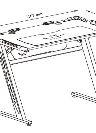 Стіл ігровий, геймерський - комп'ютерний з різнокольоровою led-підсвіткою та тримачами...