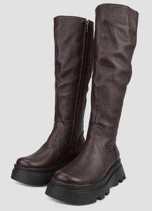 Чоботи жіночі зимові коричневі натуральна шкіра україна alromaro — розмір 37 (23,8 см) (модель: