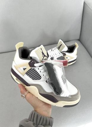 Jordan retro 4 white beige brown5 фото